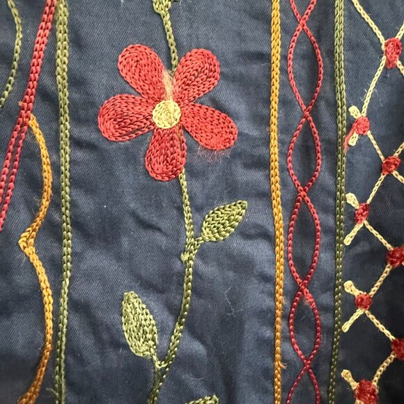 VTG Solutions Original Sleeveless Embroidered Floral Vest Womens Medium Blue - Picture 3 of 6